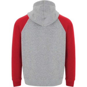 Roly Badet uniszex kapucnis pulver, Heather grey, Red (pulver)